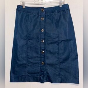 Classic Blue Button-Down Denim Skirt By Pantology